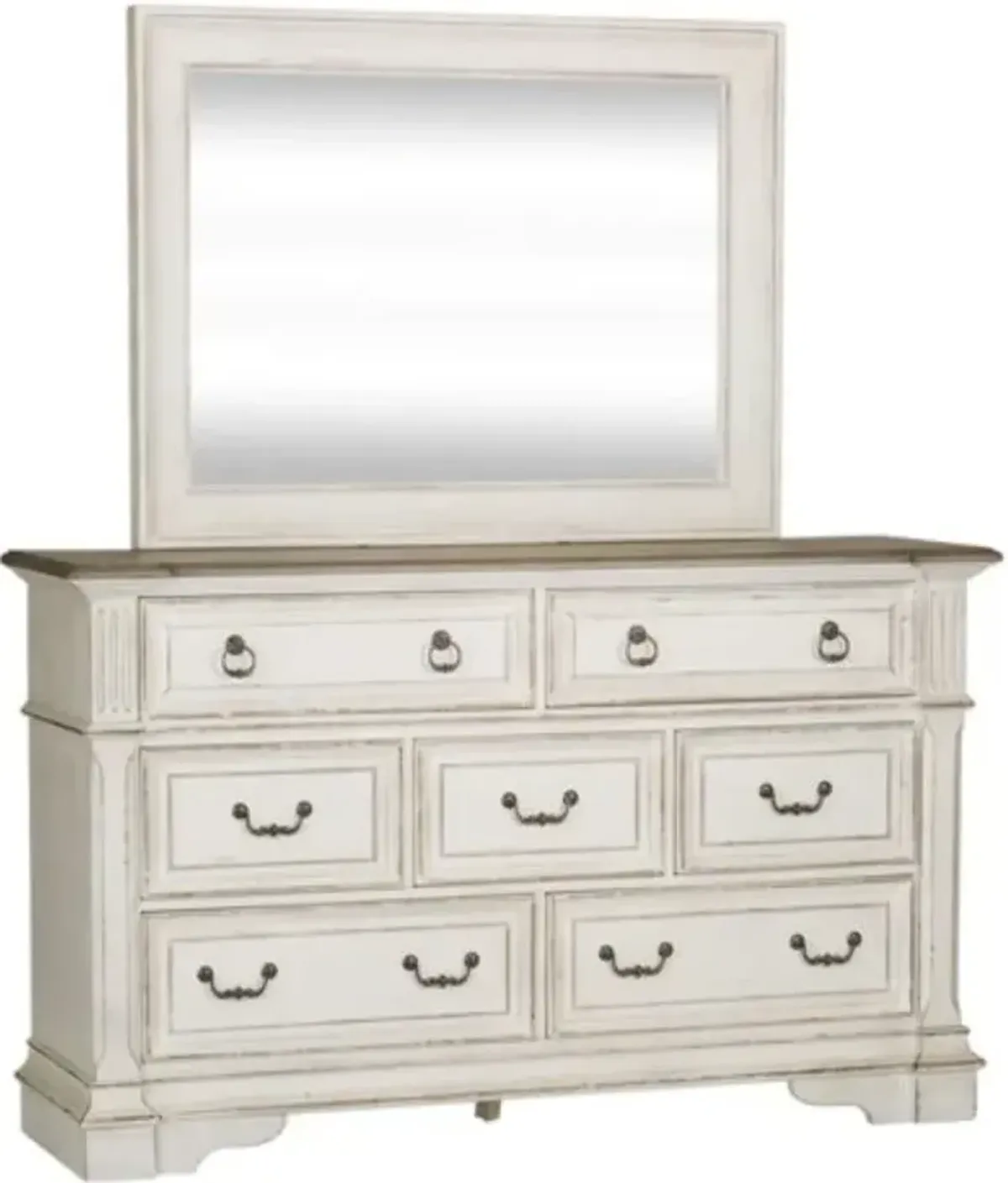 Liberty Furniture Abbey Park Antique White Dresser and Mirror