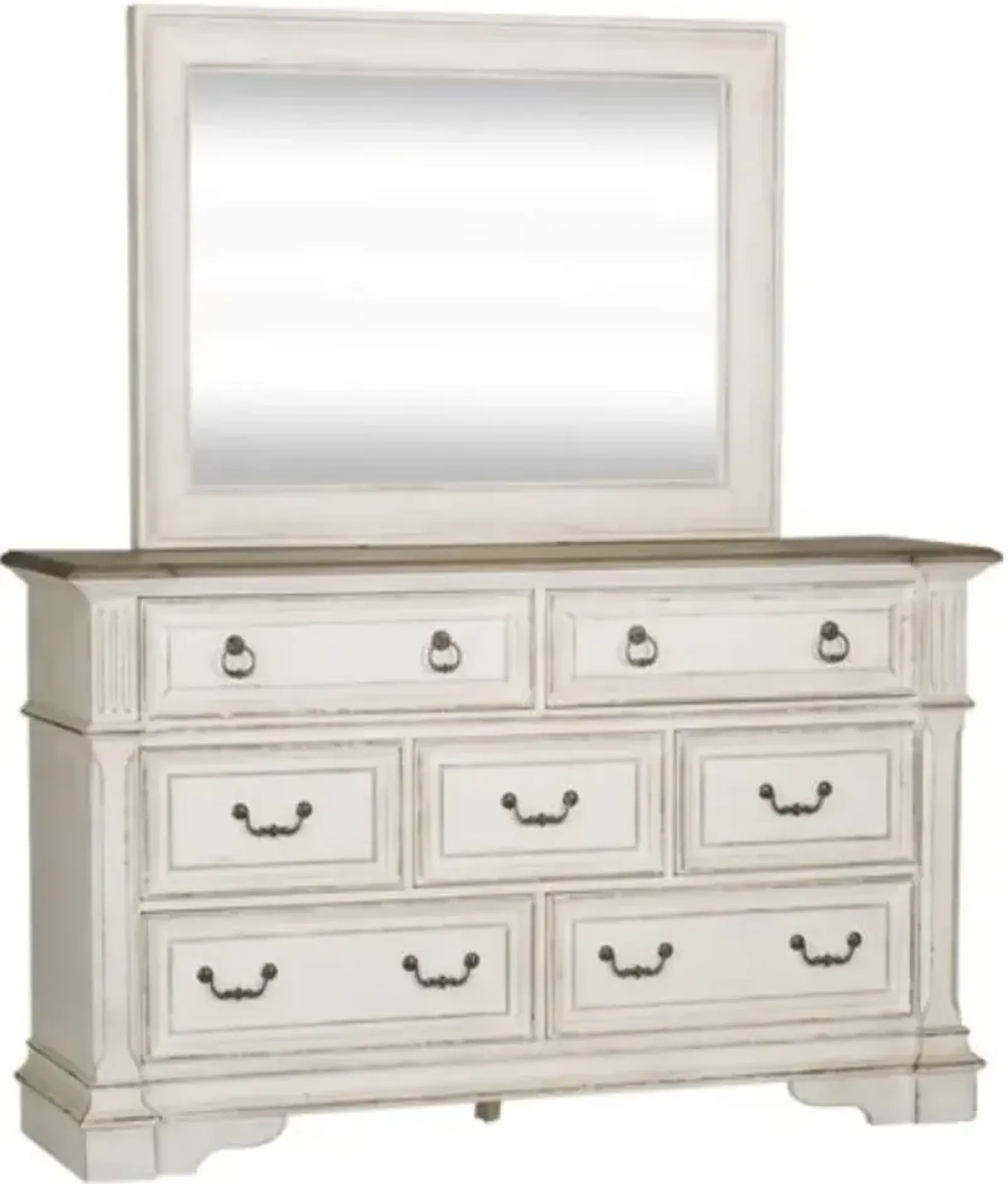 Liberty Furniture Abbey Park Antique White Dresser and Mirror