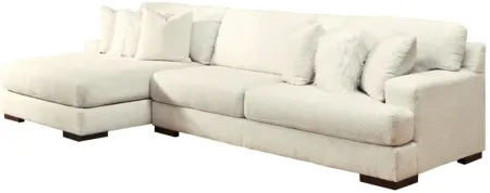 Signature Design by Ashley® Zada 2-Piece Ivory Right-Arm Facing Sectional with Chaise