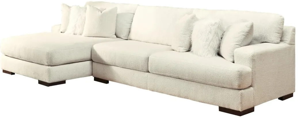 Signature Design by Ashley® Zada 2-Piece Ivory Left-Arm Facing Sofa Sectional and Chaise