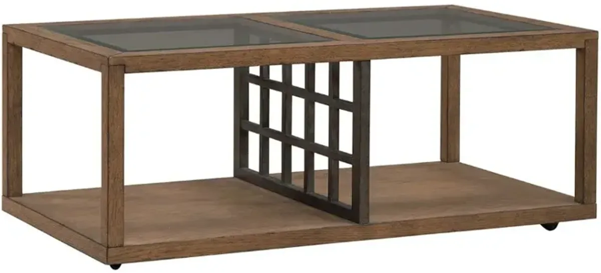 Liberty Furniture Bayhill Trellis Clear Cocktail Table with Honey Base