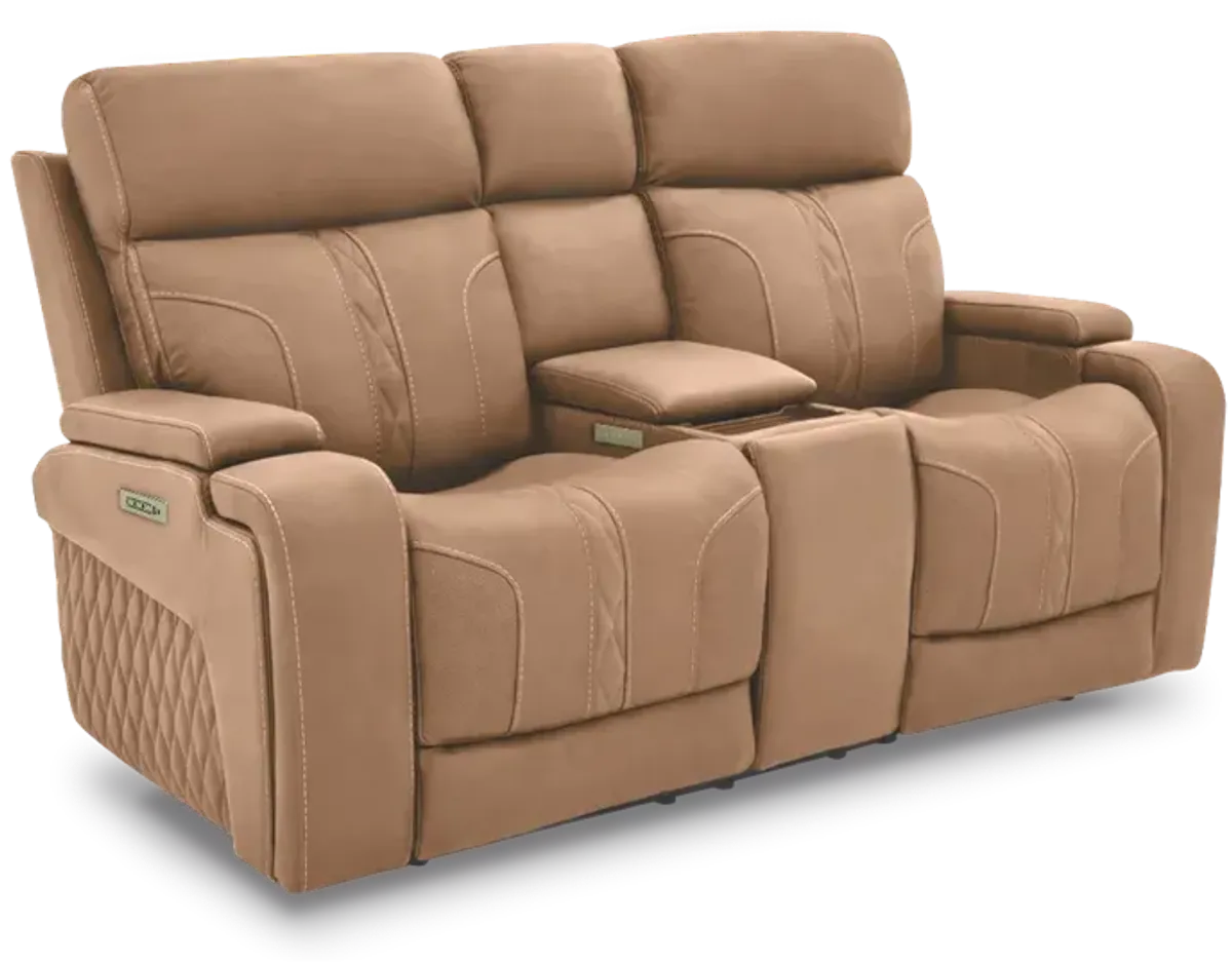 iPowr Summit Navarro Saddle Triple Power Zero Gravity Reclining Console Loveseat