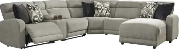 Signature Design by Ashley® Colleyville 6-Piece Stone Power Reclining Right-Arm Facing Sectional and Chaise with Console