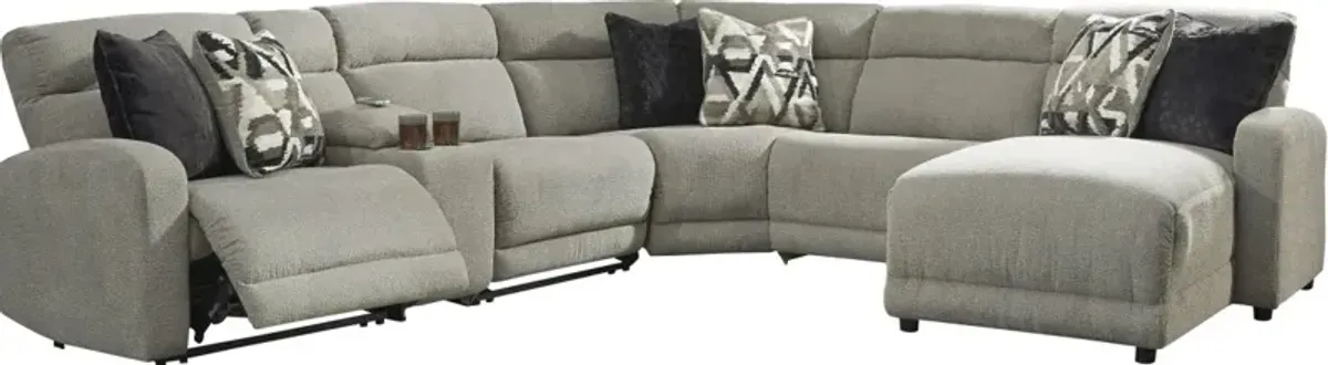 Signature Design by Ashley® Colleyville 6-Piece Stone Power Reclining Right-Arm Facing Sectional and Chaise with Console