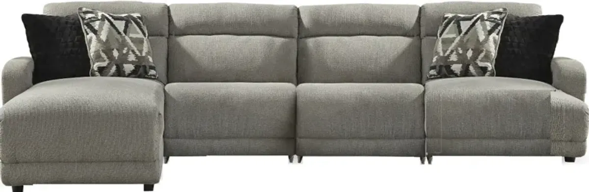 Signature Design by Ashley® Colleyville 4-Piece Stone Power Reclining Left-Arm Facing Sectional and Chaise