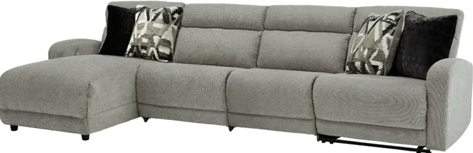 Signature Design by Ashley® Colleyville 4-Piece Stone Power Reclining Left Arm Facing Chaise Sectional