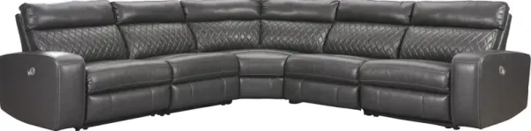 Signature Design by Ashley® Samperstone 5-Piece Gray L-Shape Power Reclining Sectional