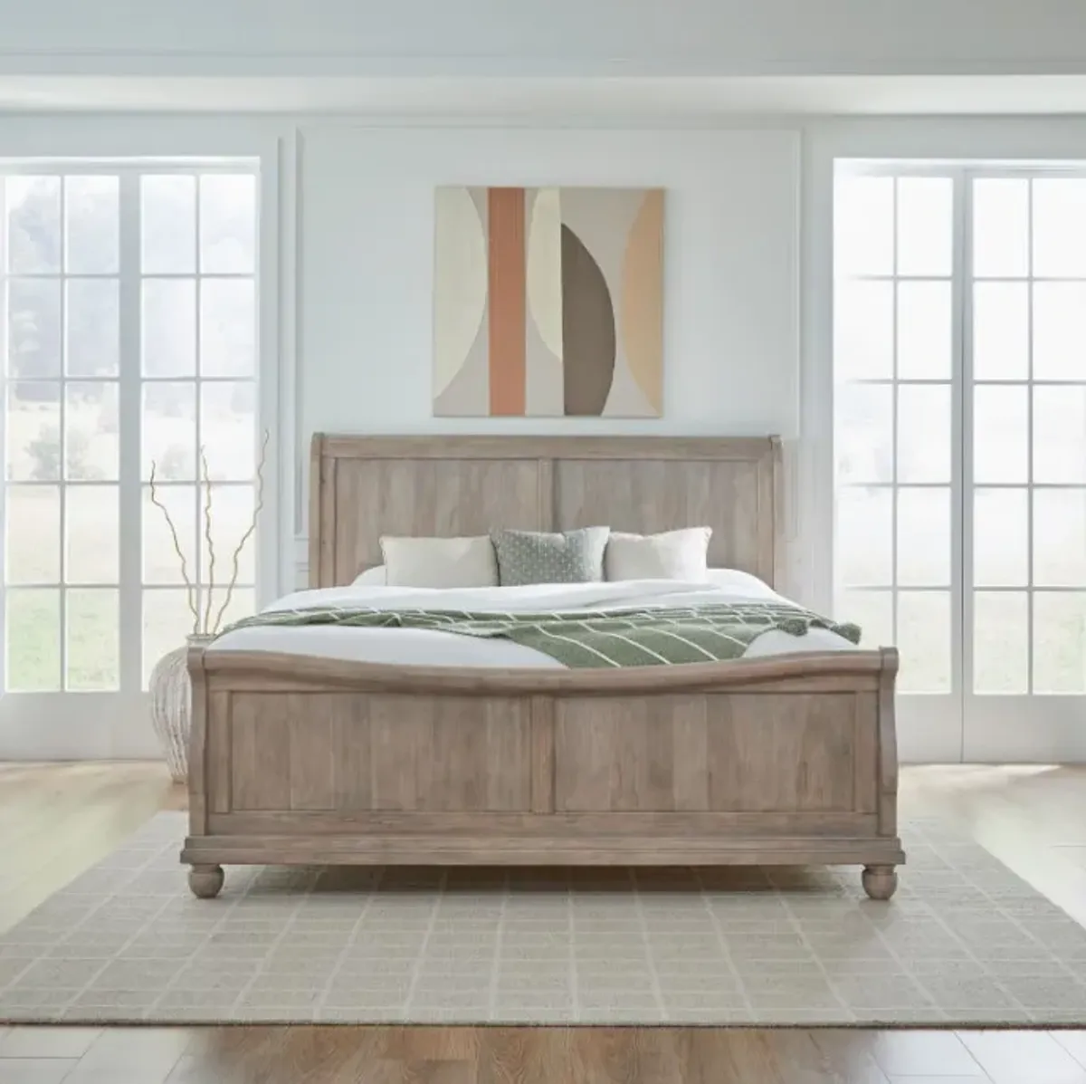 Liberty Furniture Rustic Traditions Saddle Tan King Sleigh Bed