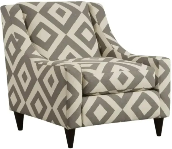 Fusion Furniture Sugarshack Glacier Square Charcoal Gray/White Accent Chair