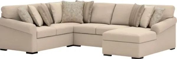 Benchcraft® LadyMae 4-Piece Twill Right-Arm Facing Sectional and Chaise