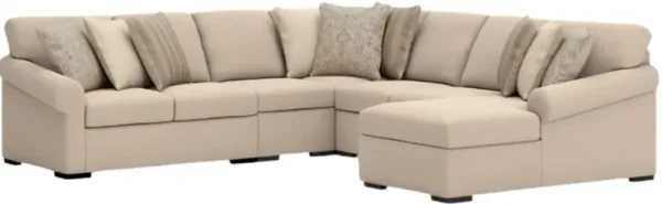 Benchcraft® LadyMae 5-Piece Twill Right-Arm Facing Sectional and Chaise