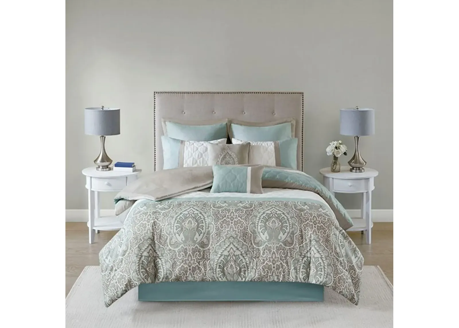 Olliix by 510 Design Shawnee Seafoam Queen 8 Piece Comforter Set