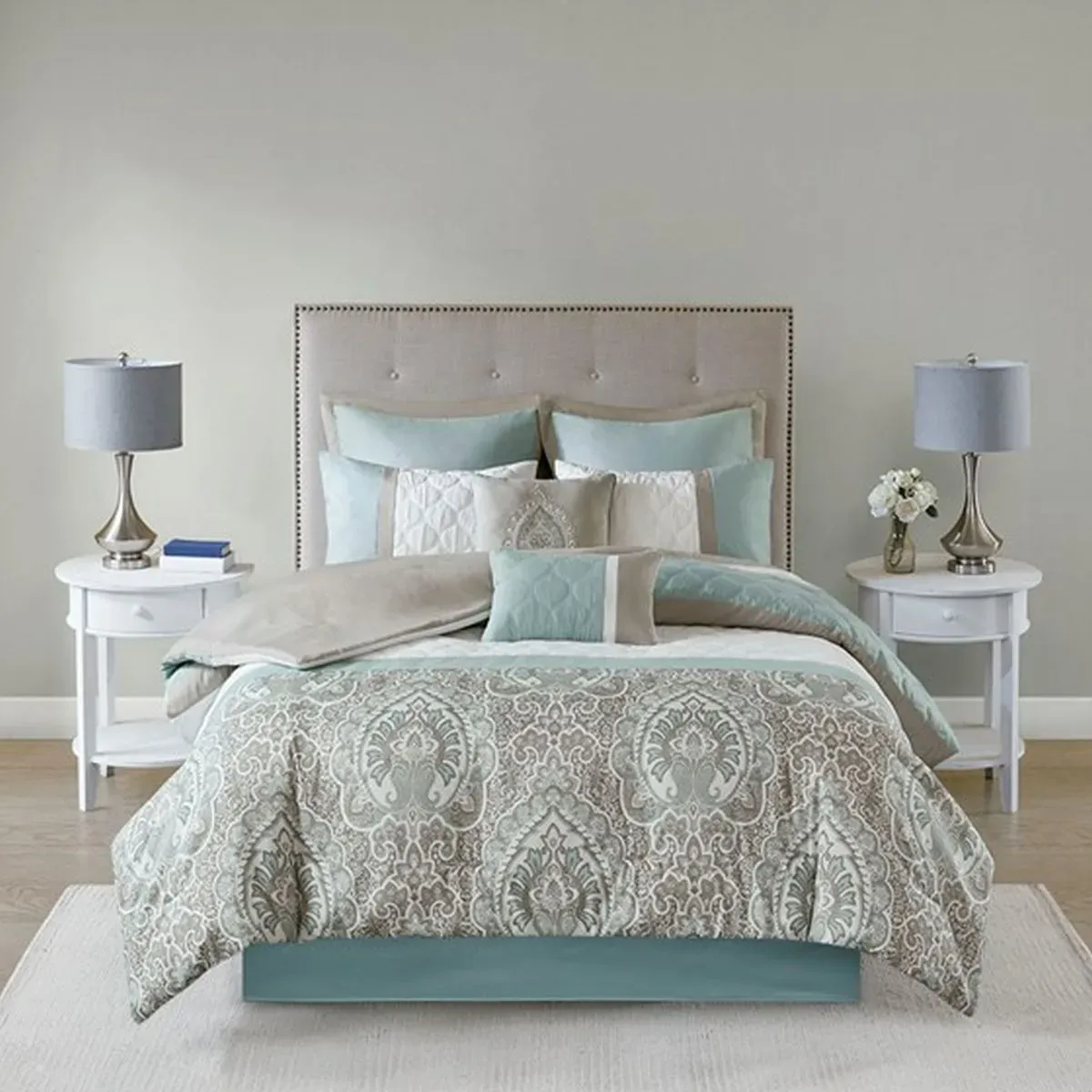 Olliix by 510 Design Shawnee Seafoam Queen 8 Piece Comforter Set