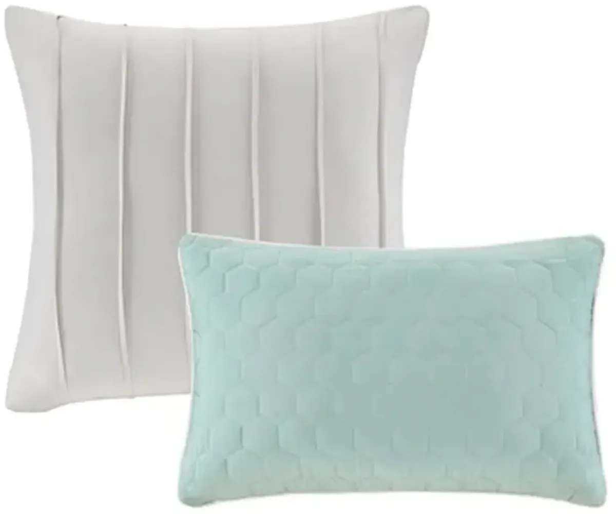 Olliix by 510 Design Tinsley Seafoam/Grey California King 8 Piece Comforter Set