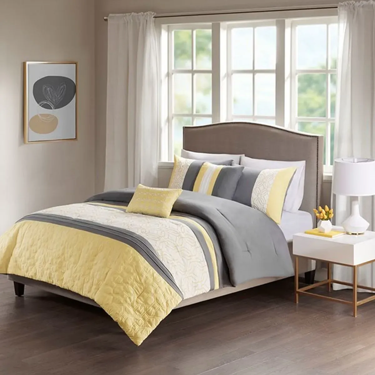 Olliix by 510 Design Yellow Full/Queen Donnell 5 Piece Comforter Set