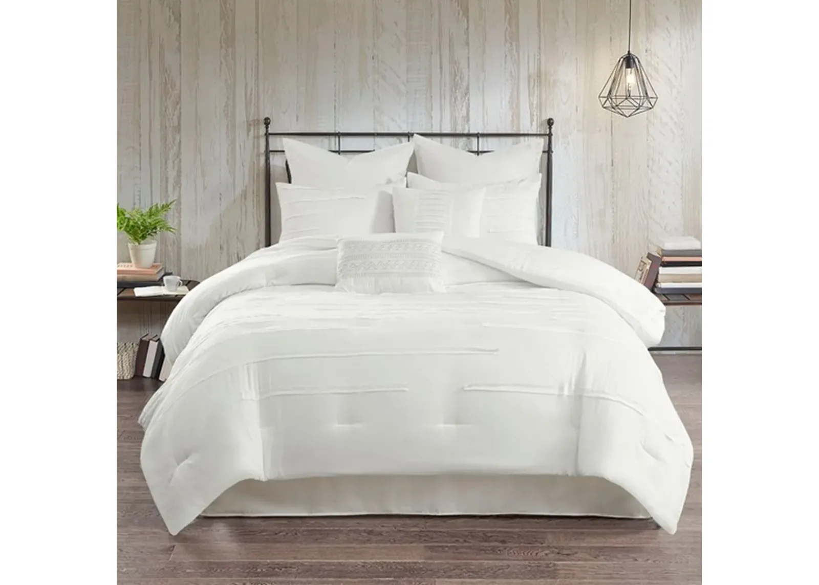 Olliix by 510 Design White Jenda 8 Piece Queen Comforter Set