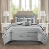 Olliix by 510 Design Grey Ramsey 8 Piece Queen Reversible Comforter Set