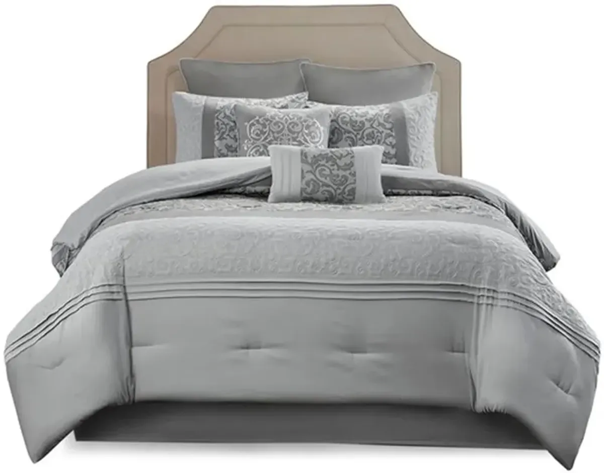 Olliix by 510 Design Grey Ramsey 8 Piece King Reversible Comforter Set