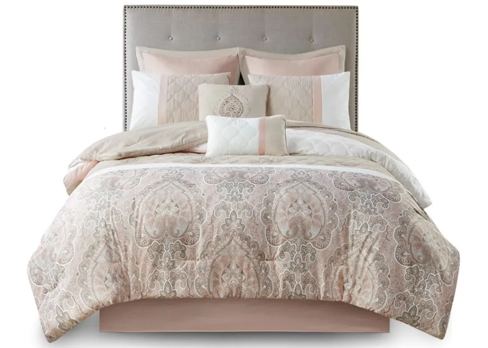 Olliix by 510 Design Shawnee Blush Queen 8 Piece Comforter Set