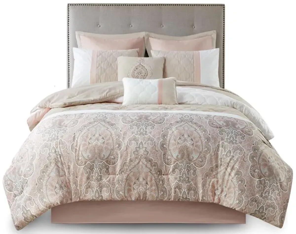 Olliix by 510 Design Shawnee Blush Queen 8 Piece Comforter Set