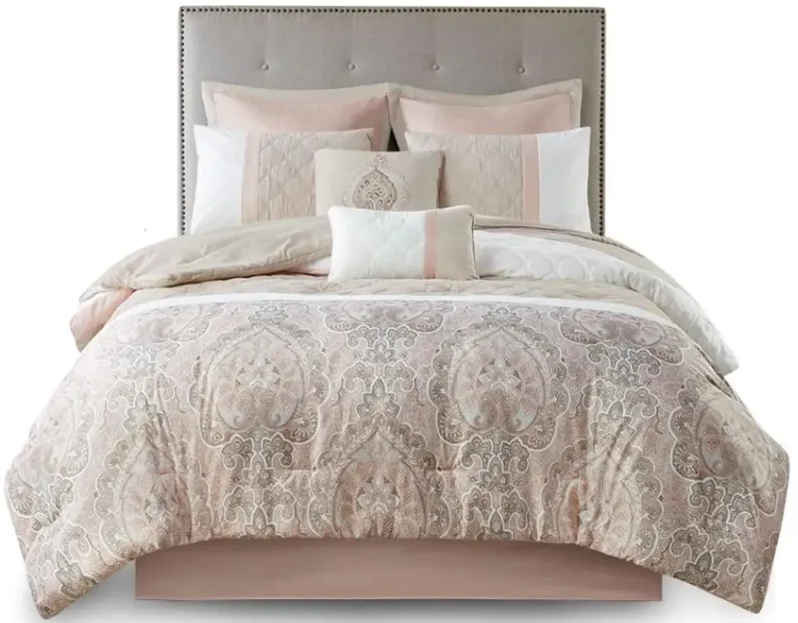 Olliix by 510 Design Shawnee Blush Queen 8 Piece Comforter Set