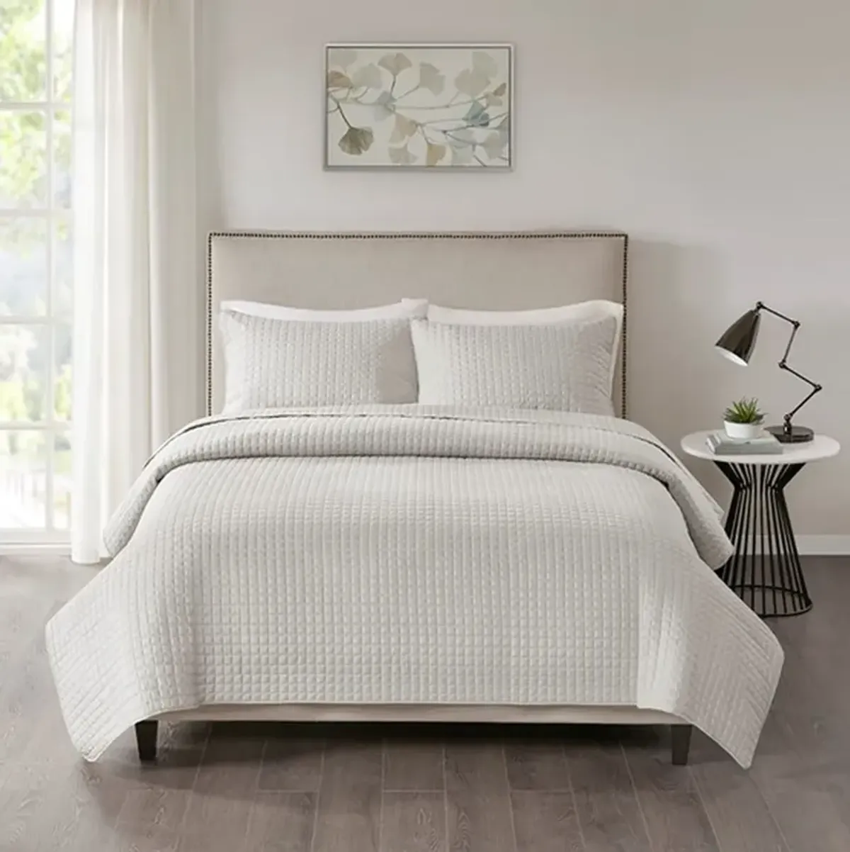 Olliix by 510 Design Otto Grey King/California King 3 Piece Reversible Coverlet Set