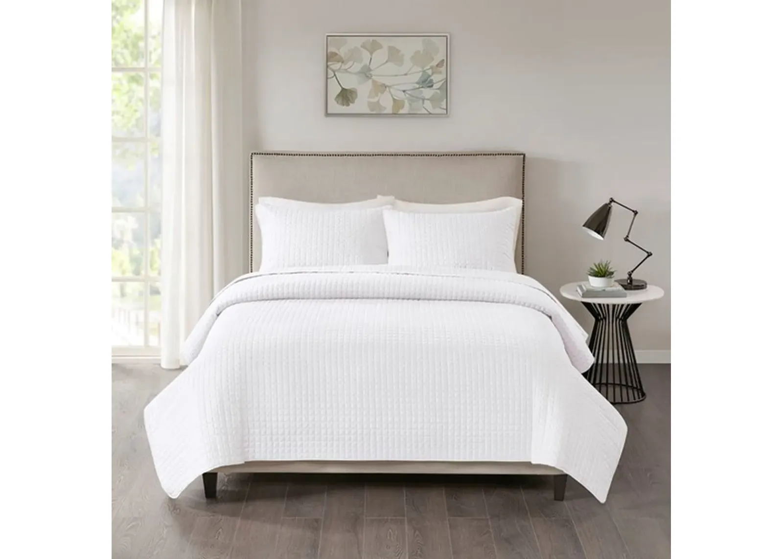 Olliix by 510 Design Otto White Full/Queen 3 Piece Reversible Coverlet Set