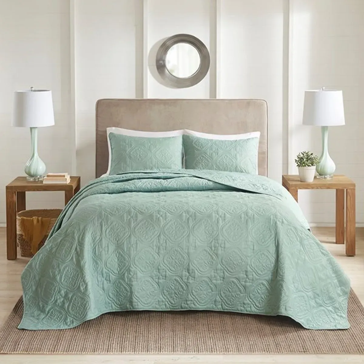 Olliix by 510 Design Oakley Seafoam King/California King 3 Piece Reversible Bedspread Set