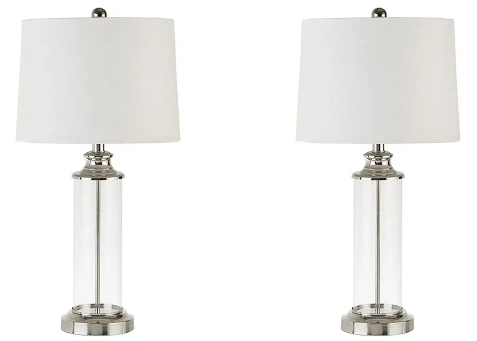 Olliix by 510 Design Silver Set of 2 Clarity Table Lamps