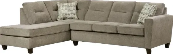 Fusion Furniture Everleigh Taupe 2-Piece Gray Left Arm Facing Chaise Sectional