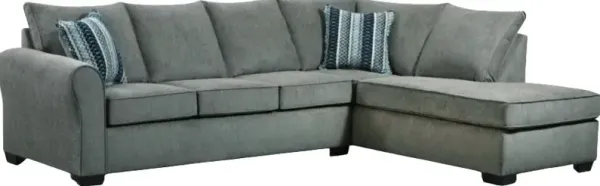 Fusion Furniture Britta Greystone 2-Piece Gray Right Side Facing Chaise Sectional