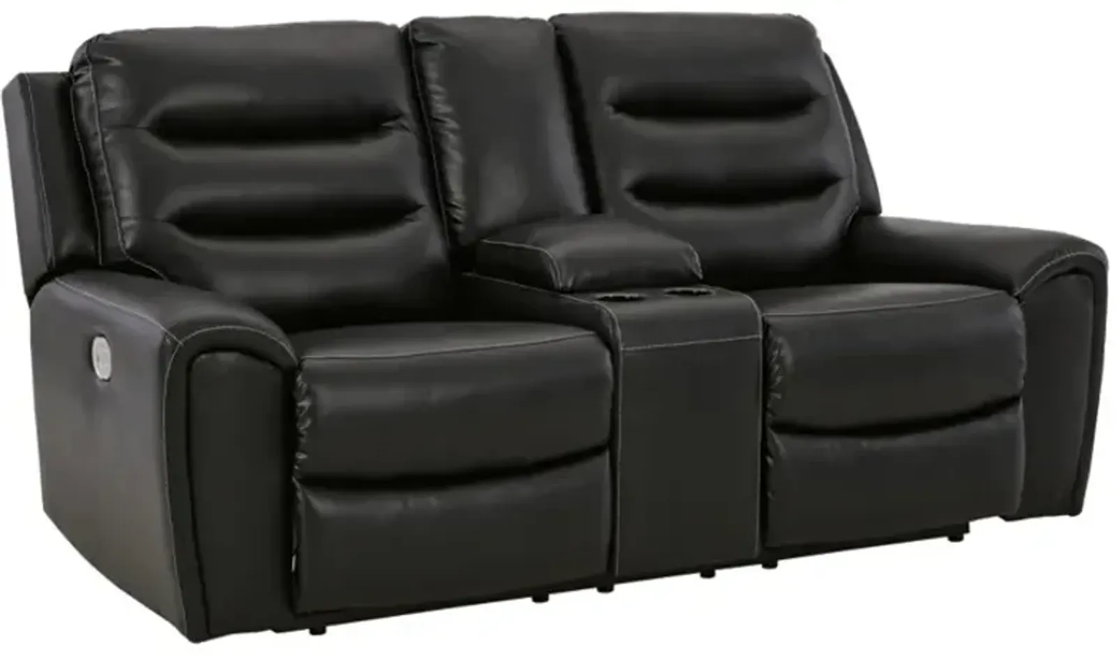 Signature Design by Ashley® Warlin Black Power Reclining Loveseat with Console