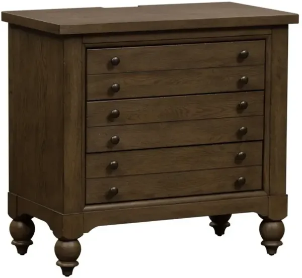 Liberty Furniture Americana Farmhouse Dusty Taupe Bedside Chest with Charging Station
