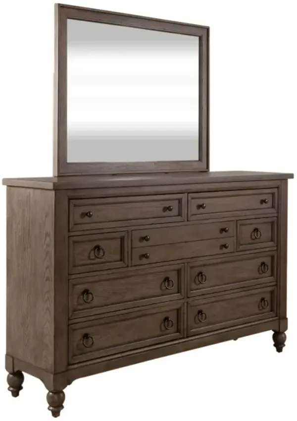 Liberty Furniture Americana Farmhouse Dusty Taupe Dresser and Mirror Set