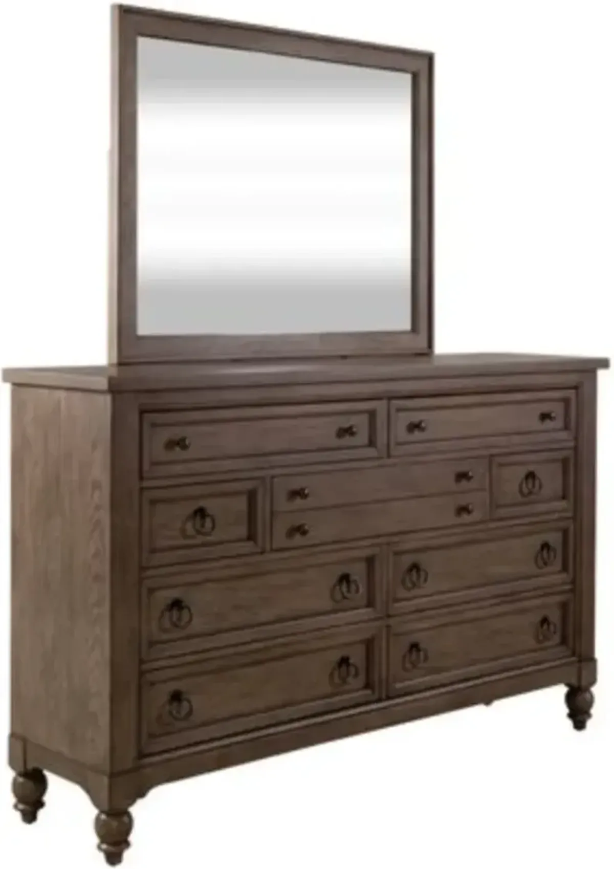 Liberty Furniture Americana Farmhouse Dusty Taupe Dresser and Mirror Set