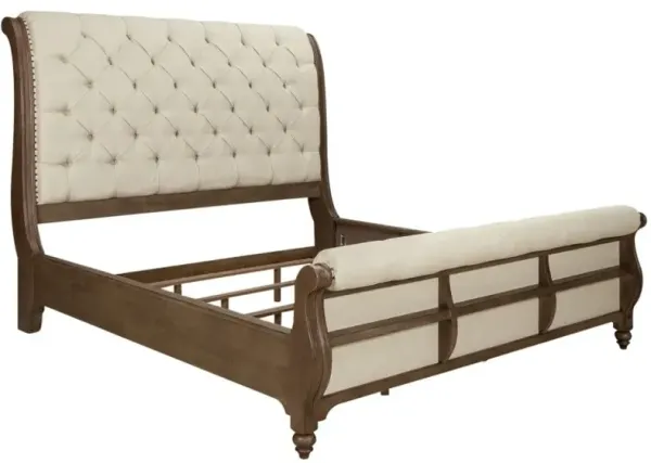 Liberty Furniture Americana Farmhouse Black/Dusty Taupe King Upholstered Sleigh Bed