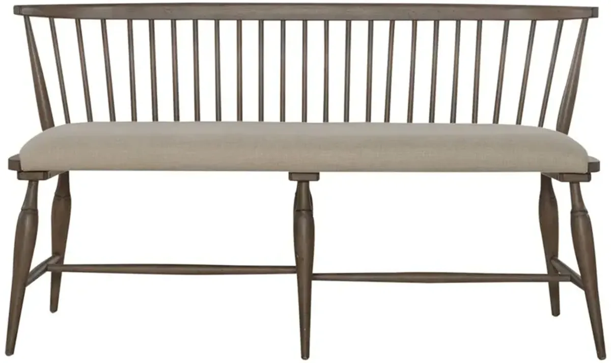 Liberty Furniture Americana Farmhouse Dusty Taupe Upholstered Seat Windsor Bench