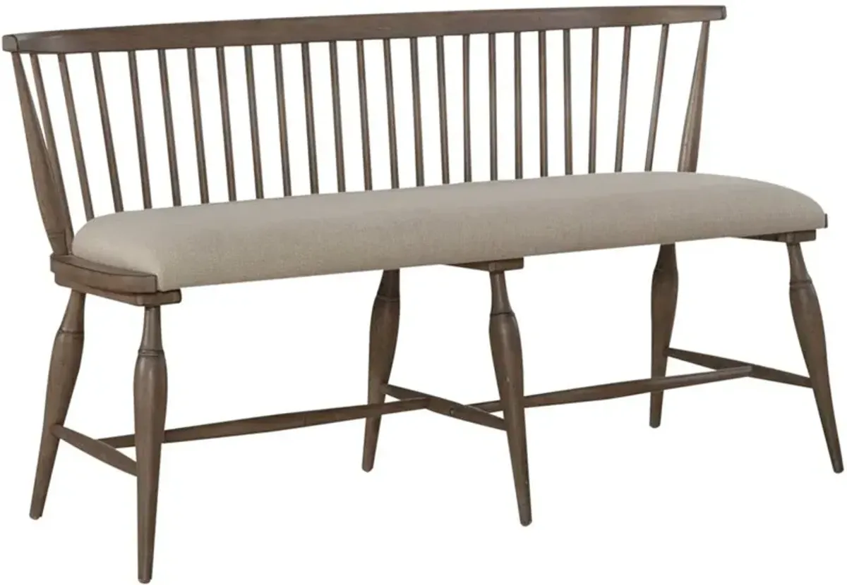 Liberty Furniture Americana Farmhouse Dusty Taupe Upholstered Seat Windsor Bench