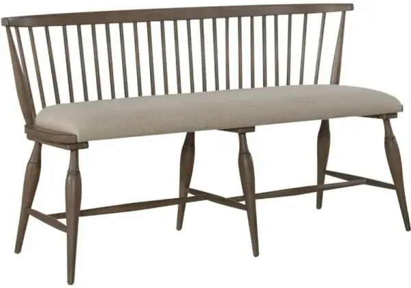 Liberty Furniture Americana Farmhouse Dusty Taupe/Stone Buff Upholstered Seat Windsor Bench