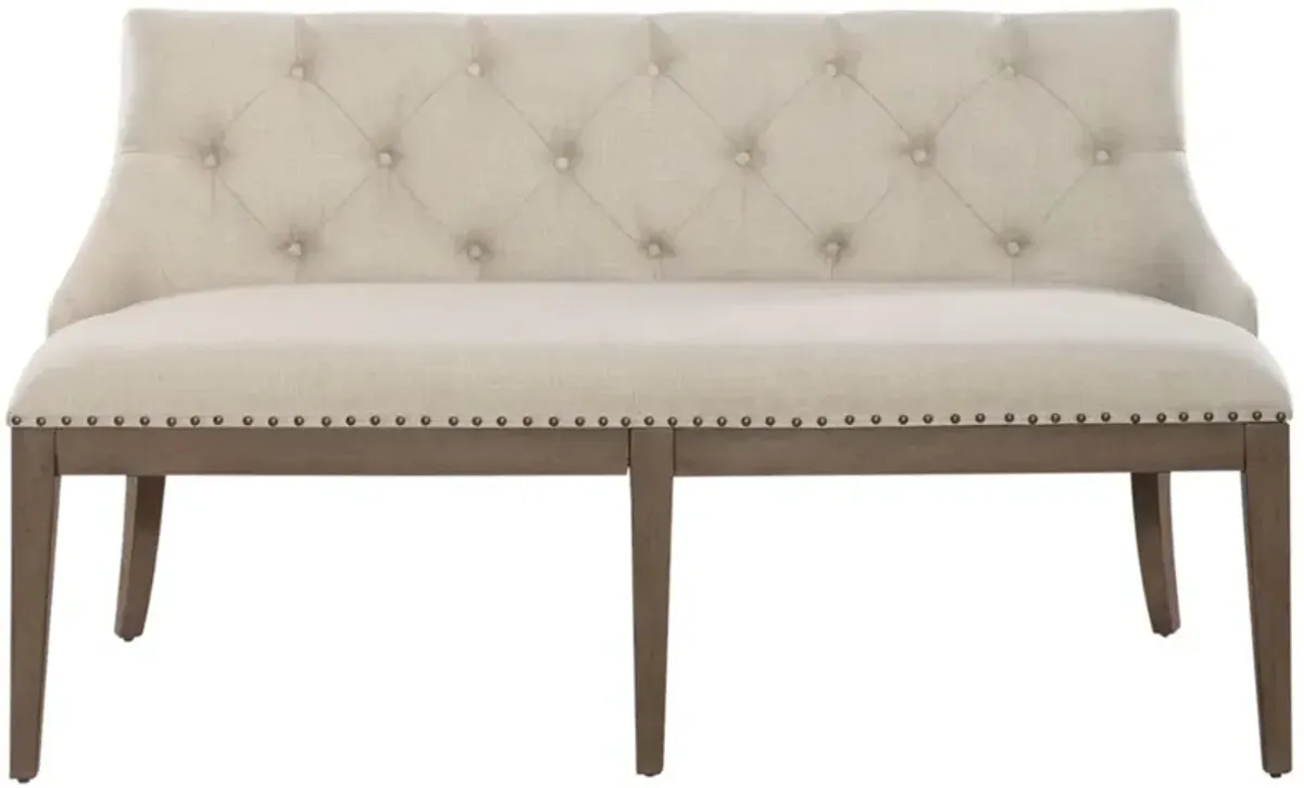 Liberty Furniture Americana Farmhouse Beige/Dusty Taupe Upholstered Shelter Dining Bench