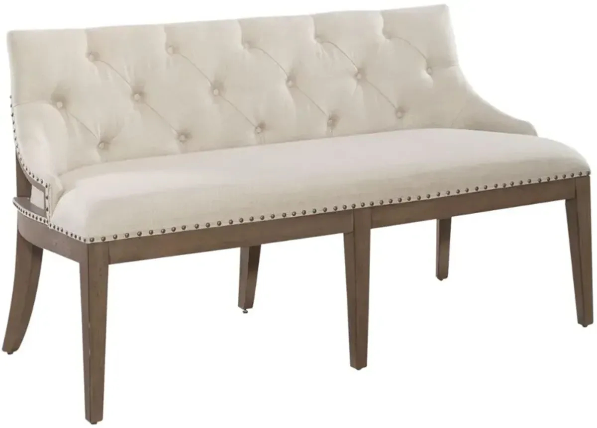 Liberty Furniture Americana Farmhouse Beige/Dusty Taupe Upholstered Shelter Dining Bench