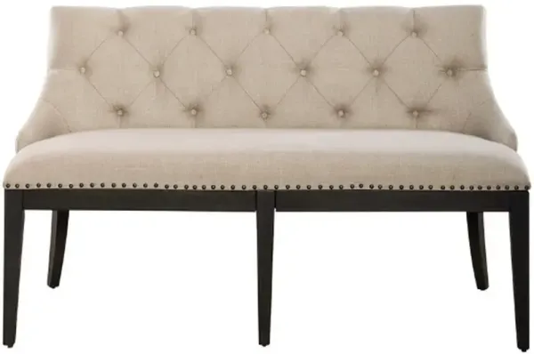 Liberty Furniture Americana Farmhouse Black/Dusty Taupe Upholstered Shelter Dining Bench