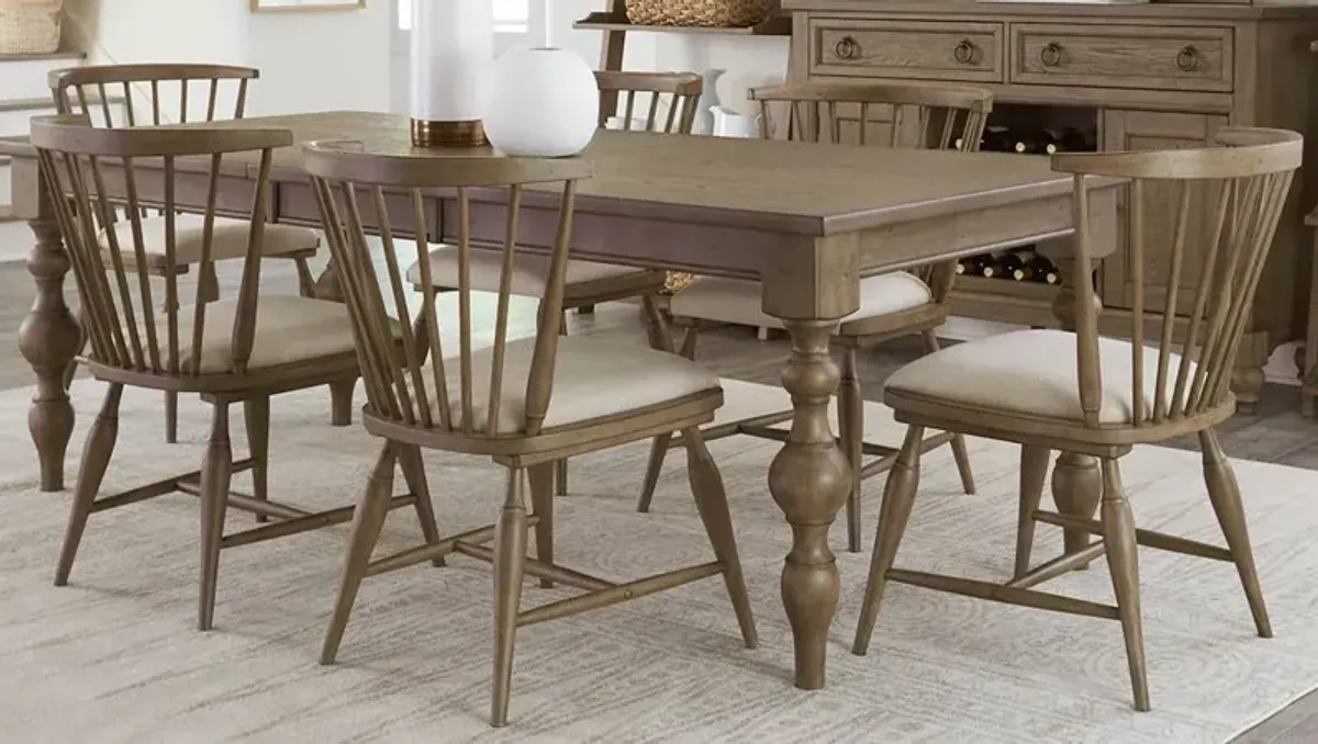 Liberty Furniture Americana Farmhouse 7-Piece Dusty Taupe Dining Table Set