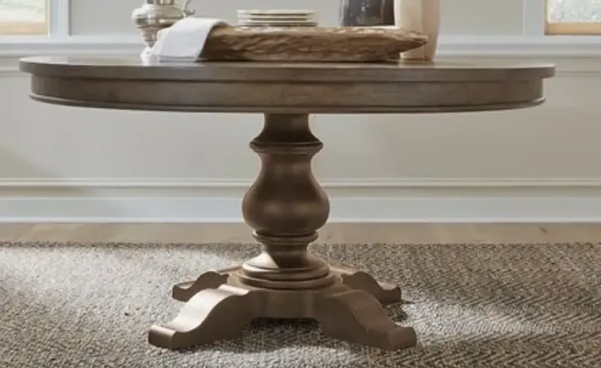 Liberty Furniture Americana Farmhouse Dusty Taupe Pedestal Table
