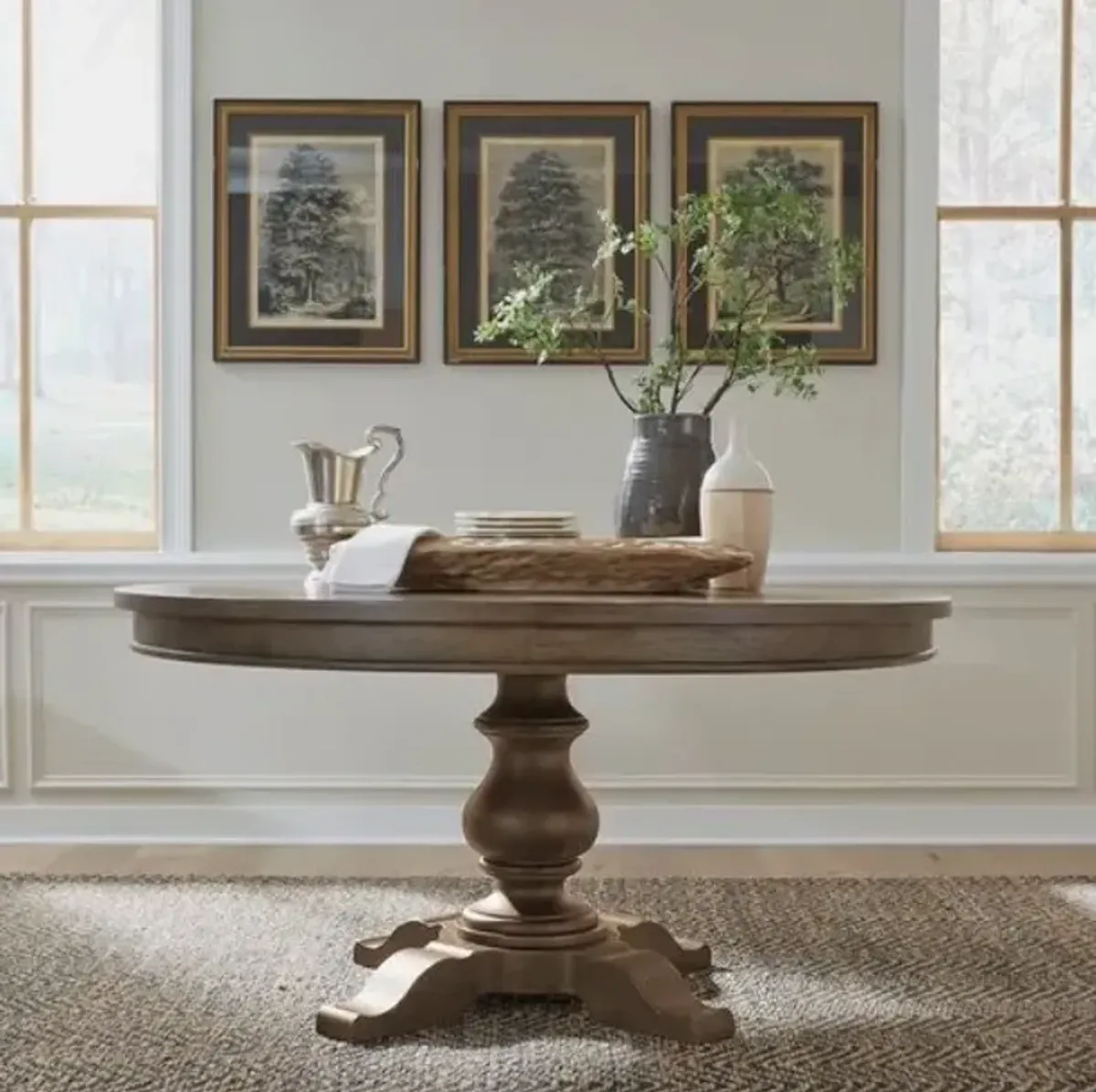 Liberty Furniture Americana Farmhouse Dusty Taupe Pedestal Table