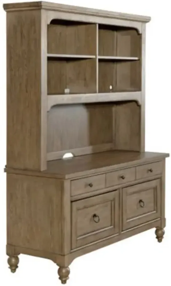 Liberty Furniture Americana Farmhouse Wire Brushed Dusty Taupe Credenza and Hutch