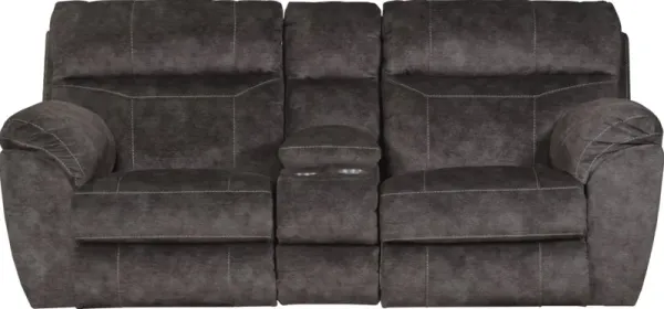 iAmerica Canyon Smoke Power Headrest Power Lay Flat Reclining Console Loveseat w/Storage & Cupholders