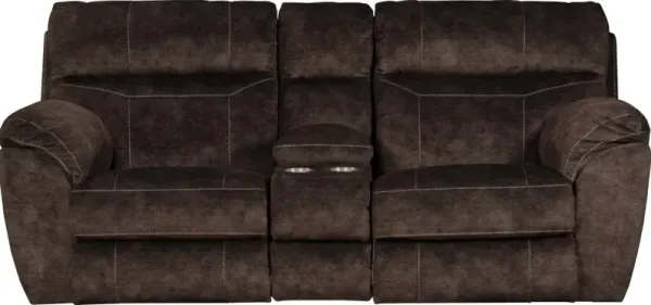 iAmerica Canyon Mocha Power Headrest Power Lay Flat Reclining Console Loveseat with Storage & Cupholders