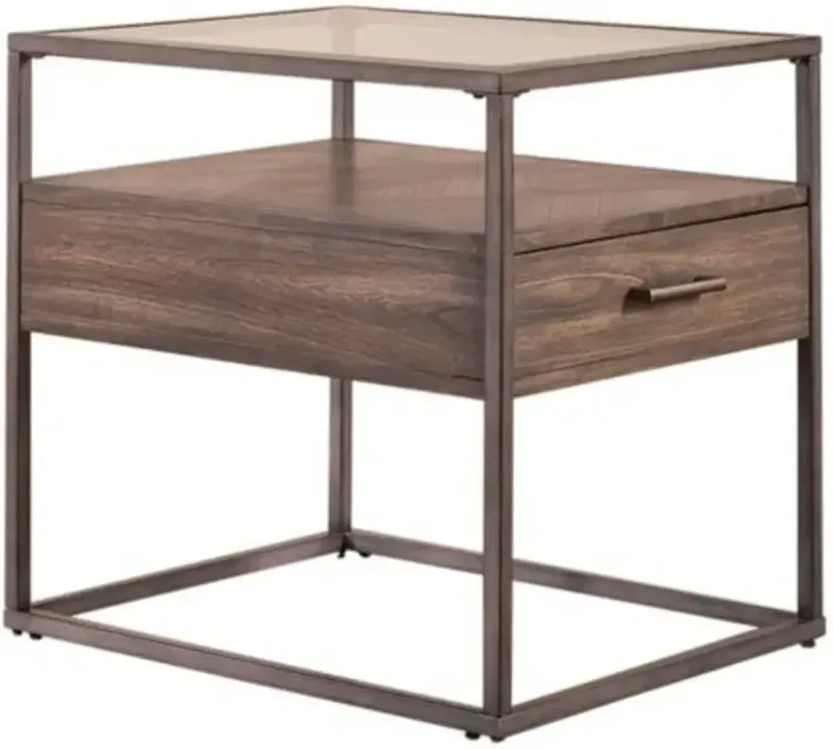 Liberty Furniture Jamestown Glass Top End Table with Black Base