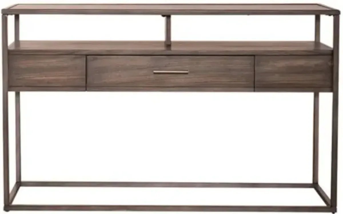 Liberty Furniture Jamestown Tobacco Sofa Table with Black Base